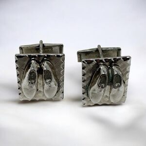 Vintage Silver Cufflinks Men’s Shoes Dapper 1940s 1950s Kitschy Unique Clothier